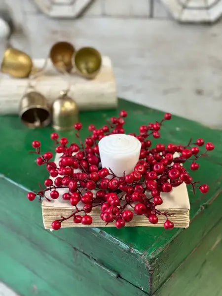 8" Red Rushberry Candle Ring