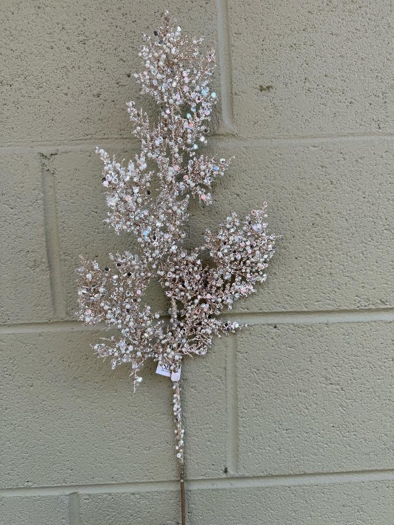 Champagne Beaded Pearl Leaf Spray