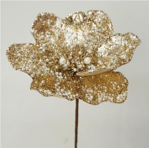 Golden Beaded Pearl Magnolia Stem