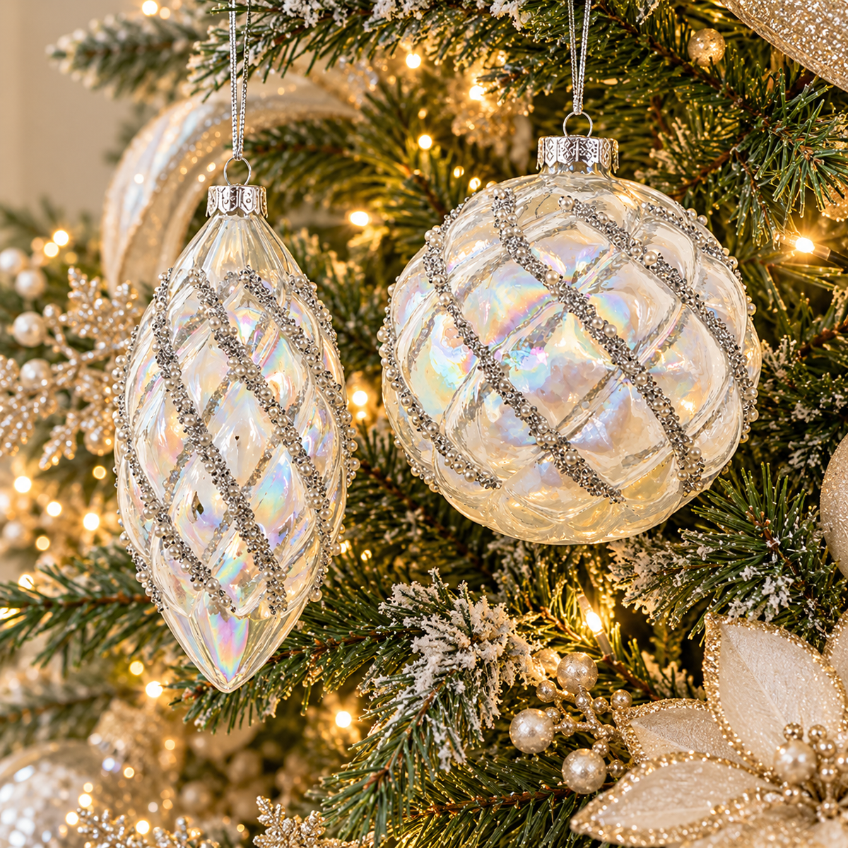Shimmering Pearl Glass Ornament (2-Styles)