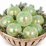 100MM Green Beaded Glass Ball Ornament By: Jim Marvin