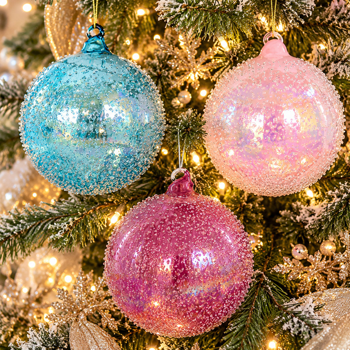 120MM Beaded Glass Ball Ornament By: Jim Marvin (3-Colors)