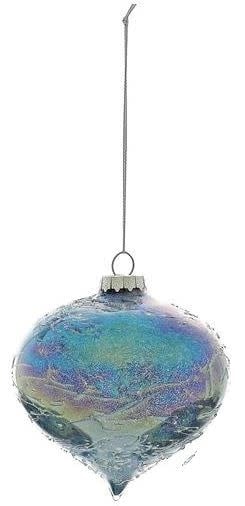 Iridescent Blue Crackle Glass  Ornament (3-Styles)