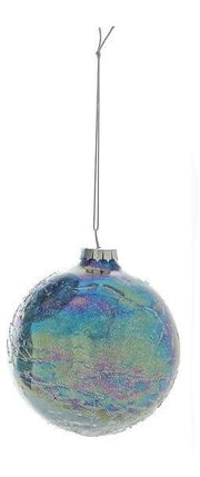 Iridescent Blue Crackle Glass  Ornament (3-Styles)