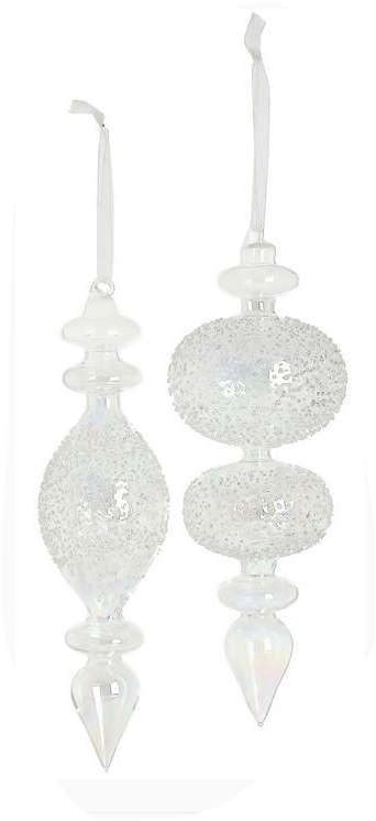 9" Iridescent Frosted Ice Finial Ornament (2-Styles)