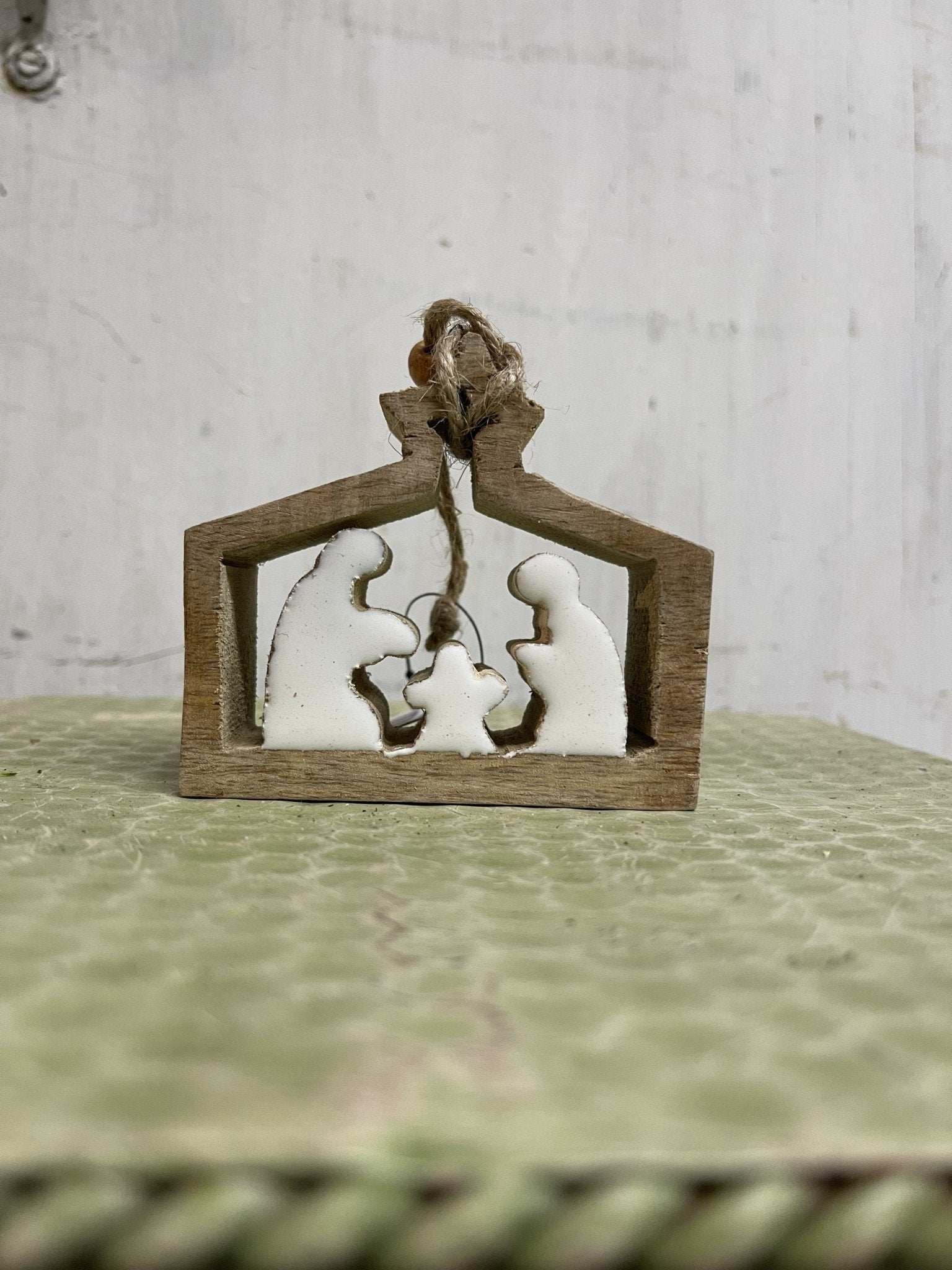 Wooden Enamel Nativity Ornament