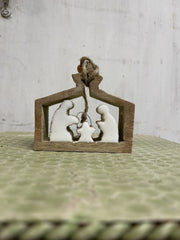 Wooden Enamel Nativity Ornament