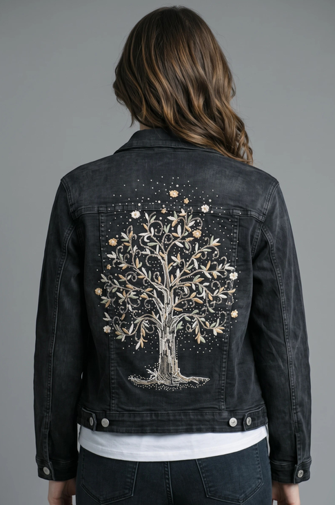 Tree of Life Denim Jacket By: Tempo Paris (2-Colors)