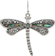 Large Abalone Dragonfly Earrings